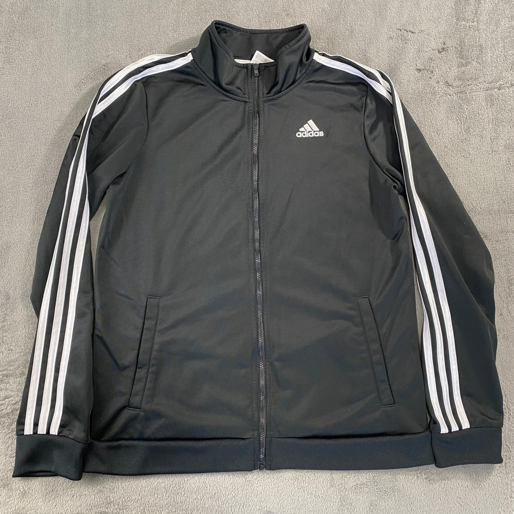Adidas Track Jacket Youth XL Black White‎ AP5411 Full Zip 3-Stripe Activewear